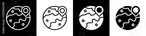 Earth Icon In Black And White Filled Style.