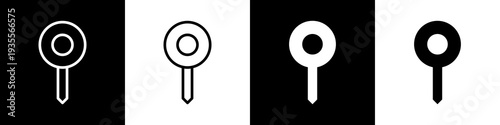 Push Pin Icon In Black And White Filled Style.