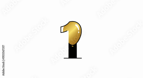 Stylized golden balloon forming the number one on a white background