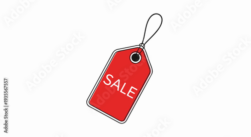 A simple, red price tag with the word SALE in white text