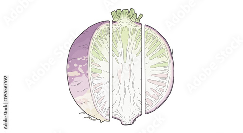 Cabbage Head Cross Section Illustration.
