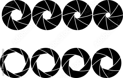Quadro su tela Camera shutter aperture icon set vector illustration featuring 8 circular design