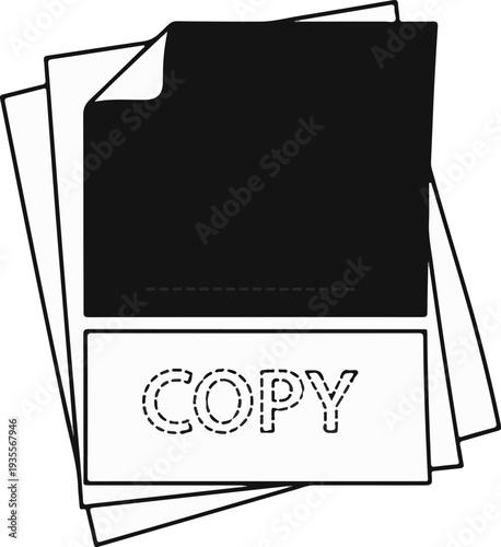 Stack of documents with a black area and the word 'COPY' in dashed letters
