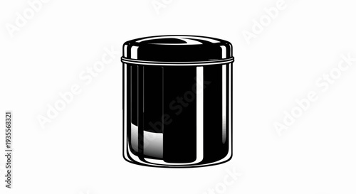 A sleek, black, metallic container with a rounded lid