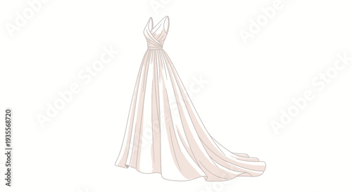 White Wedding Dress with Long Train.