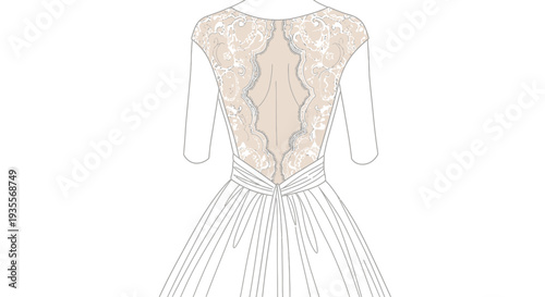 Elegant Lace Wedding Dress Fashion Illustration.