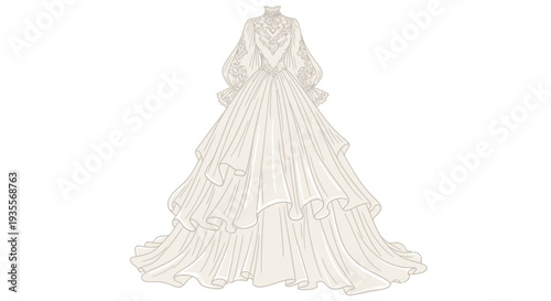 White Wedding Dress with Lace Details.