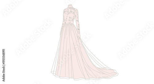 Elegant White Wedding Dress with Pink Accents.