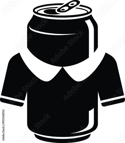 Cans and bottle opener illustration in the shape of a shirt isolated on transparent background