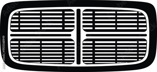 Car grill icon with horizontal slats and rounded edges isolated on transparent background