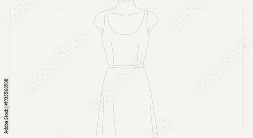Simple White Dress Fashion Illustration Design.