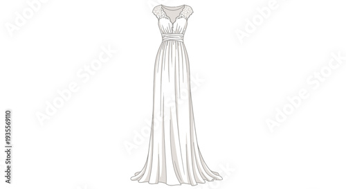 Elegant Long Formal Dress Illustration.