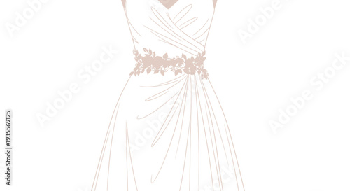 White Wedding Dress with Beaded Belt.