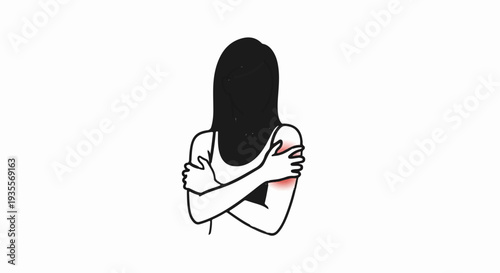 Person hugging arms, skin reddened on one arm
