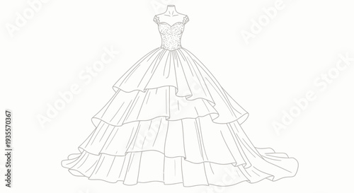 Detailed Illustration of a Wedding Dress.