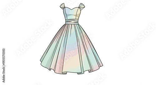 Pastel Colored Illustration of a Dress.
