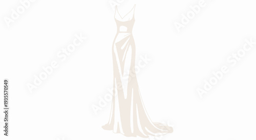 Woman in Elegant Long Formal Evening Gown.