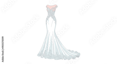 White Wedding Dress with Green Ombre Effect.