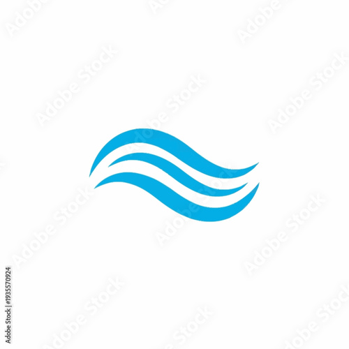 Abstract blue wave lines flowing smoothly across a white background.