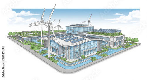 Sustainable Building with Wind Turbines.