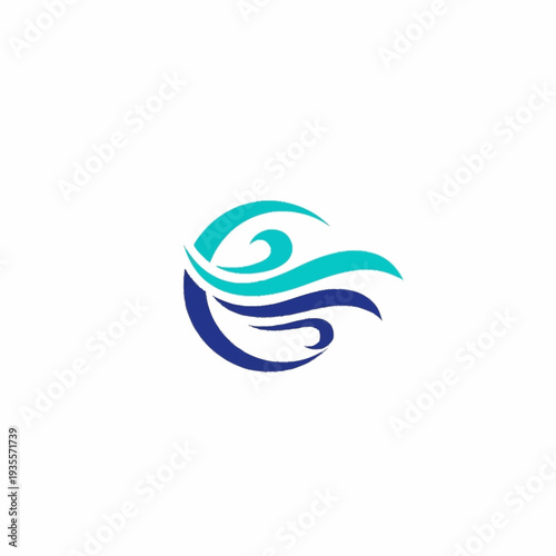 Abstract wave logo design in blue and teal colors.