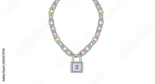 Silver Chain Necklace with Padlock Pendant.