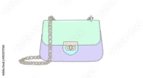 Pastel Handbag with Chain Strap and Clasp.