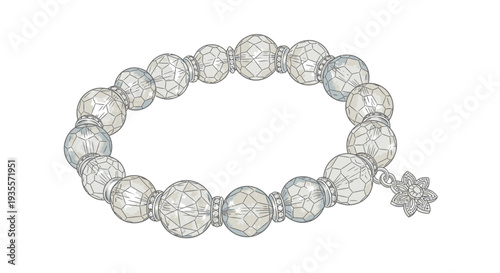 Diamond and Pearl Bracelet with Charm.