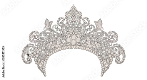 Ornate Silver Tiara with Diamond Details.