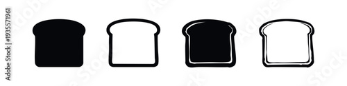 Bread Slice Icon Set - Loaf of Toast Food Illustrations