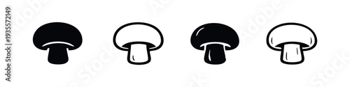 Mushroom Icon Set in Various Solid and Outline Graphic Styles