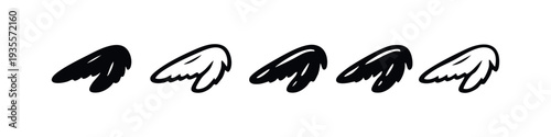 Chicken Wing Icon Set. Hand-drawn doodle style fried chicken wing symbols in black and white.
