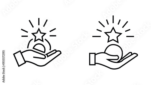 Illustration of hands holding a starburst globe with radiating light effects