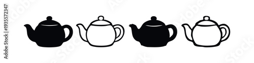 Teapot Icons Collection - Assorted Tea Kettle Silhouette and Outline Styles