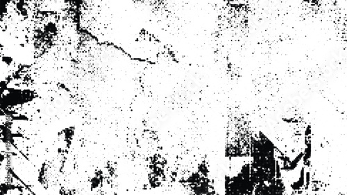 Distressed black grunge texture with halftone dots and transparent areas, industrial abstract background, rough surface