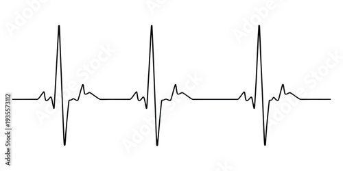 A minimalist black and white electrocardiogram line representing a steady human heartbeat.