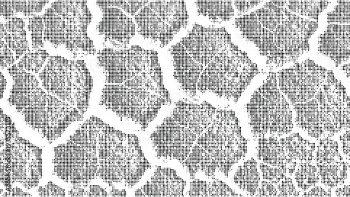Abstract geometric pattern with small dots creating organic shapes resembling a natural structure or microscopic view on grid