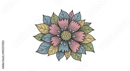 Colorful Mandala Floral Design Illustration.