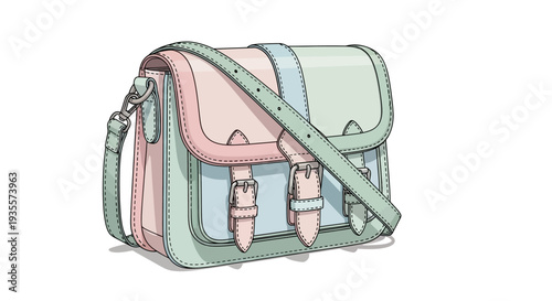 Pastel Colored Satchel Bag with Strap.