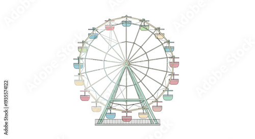 Colorful Ferris Wheel with Vibrant Seats.