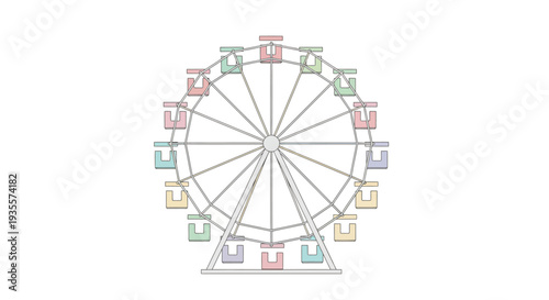 Colorful Cartoon Ferris Wheel Illustration.