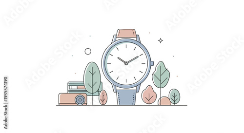 Simple Watch with White Face Illustration.