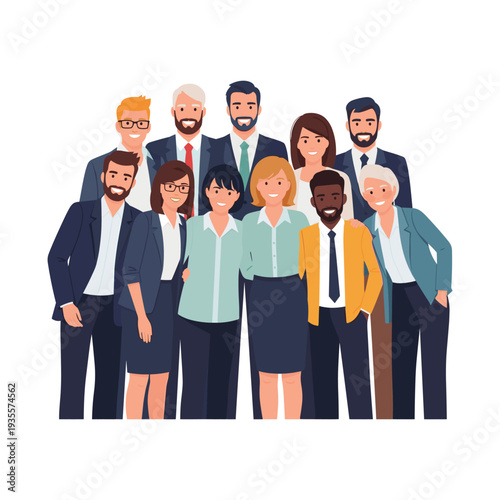 Diverse business team smiling together in modern office setting