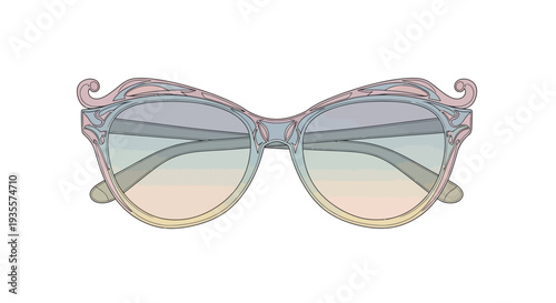 Fashionable Eyeglasses with Decorative Frames and Tinted Lenses.