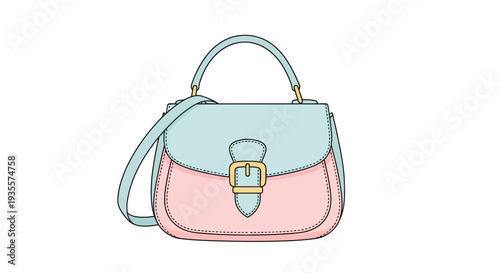 Pastel Pink and Blue Handbag Illustration.