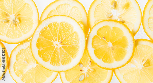 Slika na platnu Fresh Lemon Slices Flat Lay
