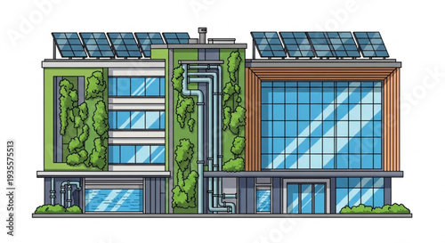 Sustainable Building with Solar Panels.