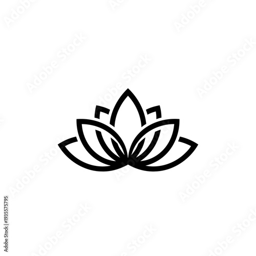 Minimalist Lotus Flower Icon on White Background