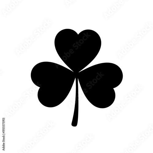 Black Shamrock Icon With Three Leaves on White