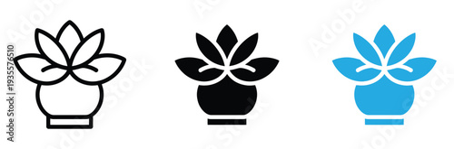 Houseplant in Pot Icon Set Vector Illustration. Growing Indoor Plant Symbol for Home Decor, Gardening, Eco Lifestyle, and Nature Branding.